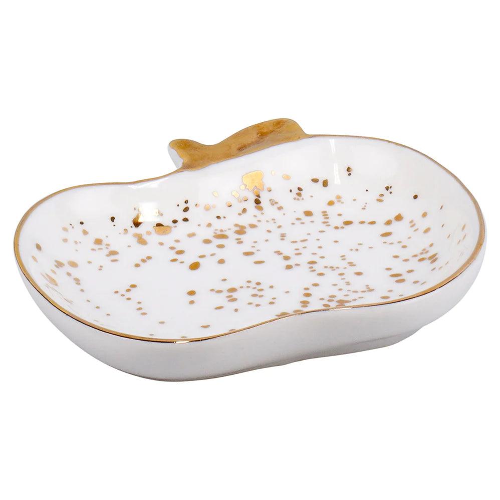 Speckled Ceramic Apple Shaped Dish - Elegant Linen
