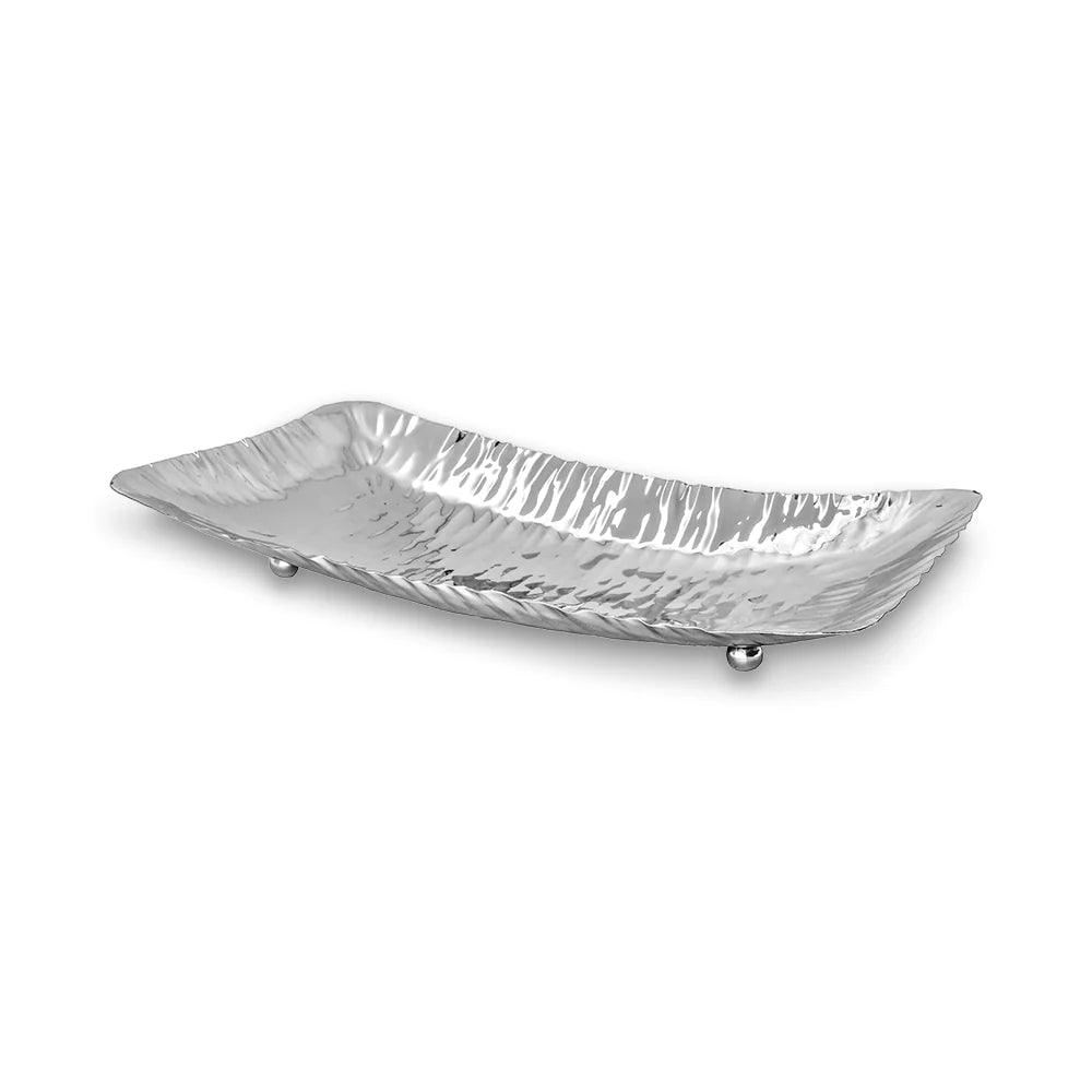 Stainless Steel Hammered Design Rectangular Platter - Elegant Linen