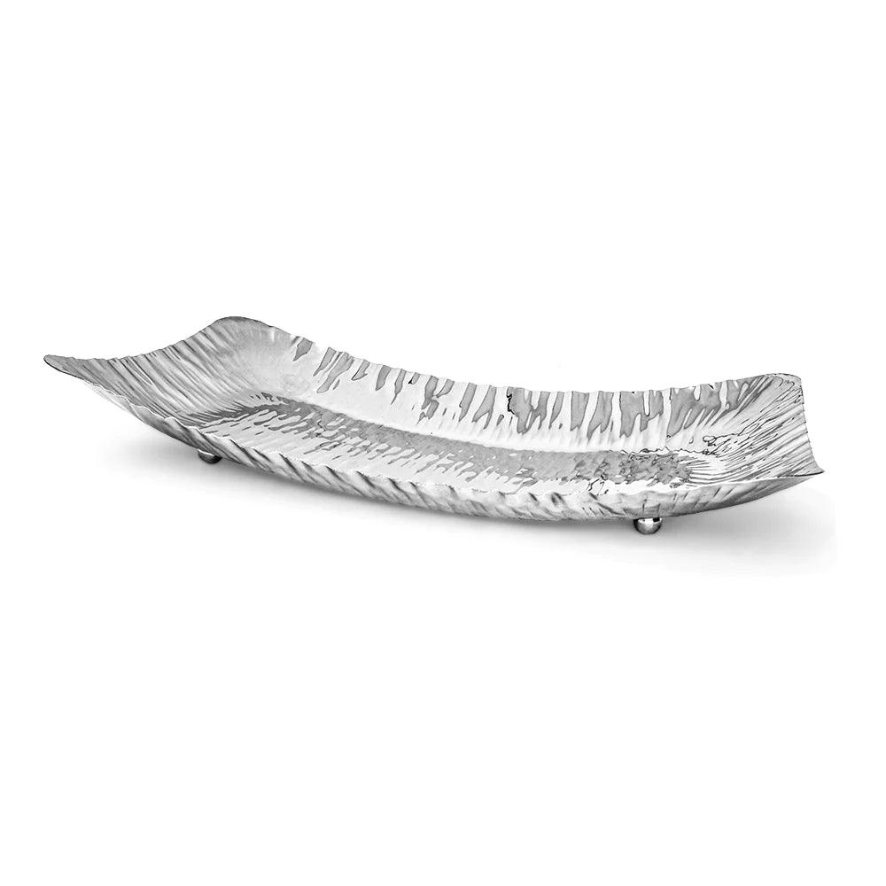 Stainless Steel Hammered Design Rectangular Platter - Elegant Linen