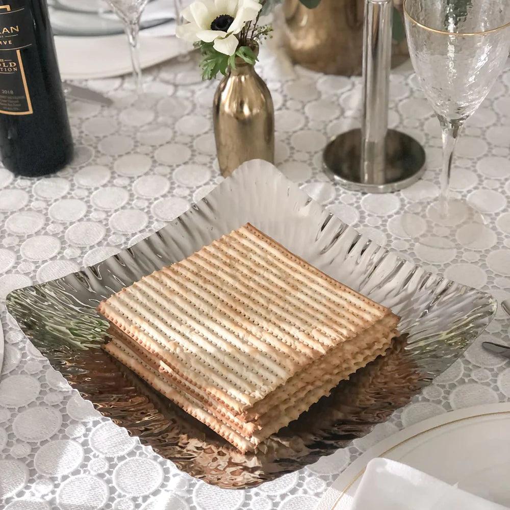 Stainless Steel Hammered Design Square Platter - Elegant Linen