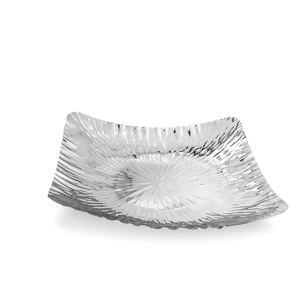 Stainless Steel Hammered Design Square Platter - Elegant Linen