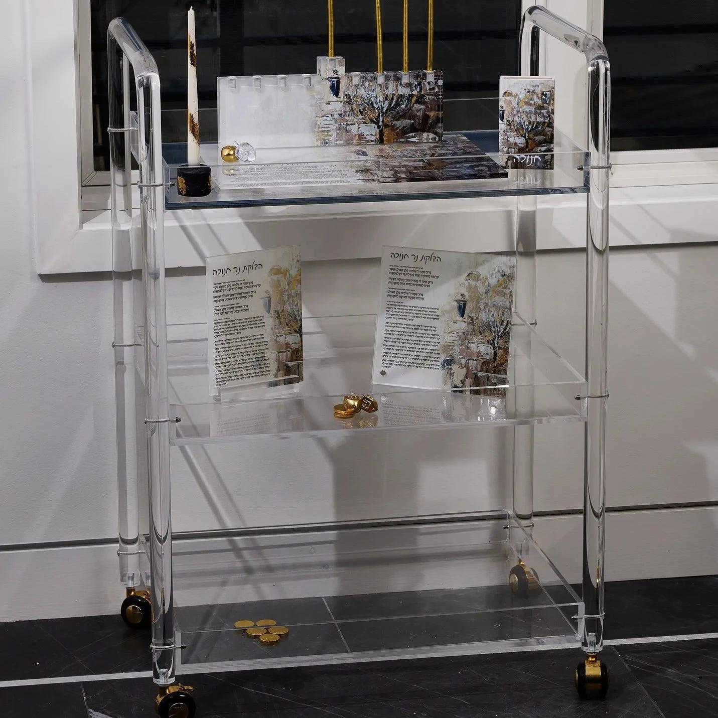Tall Bar Cart - Elegant Linen