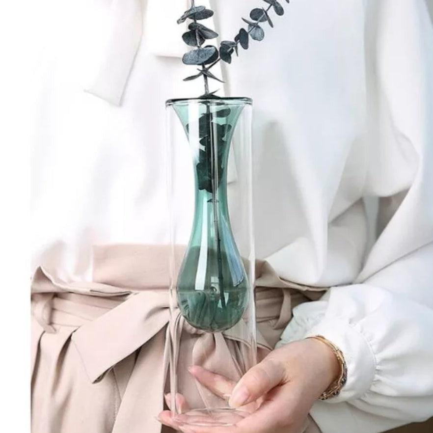 Teal Bud Vase Tall - Elegant Linen