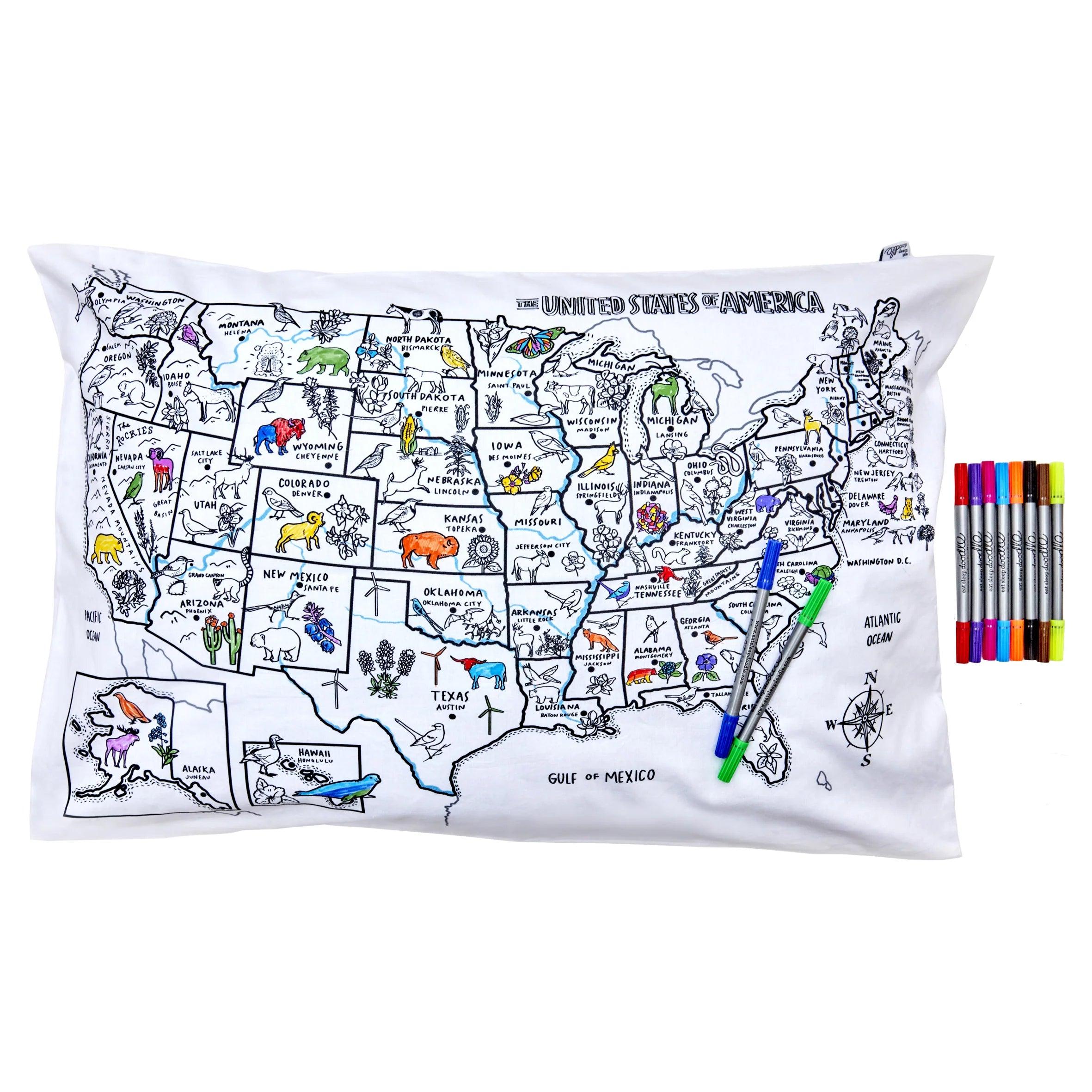 US Map Pillowcase - Elegant Linen