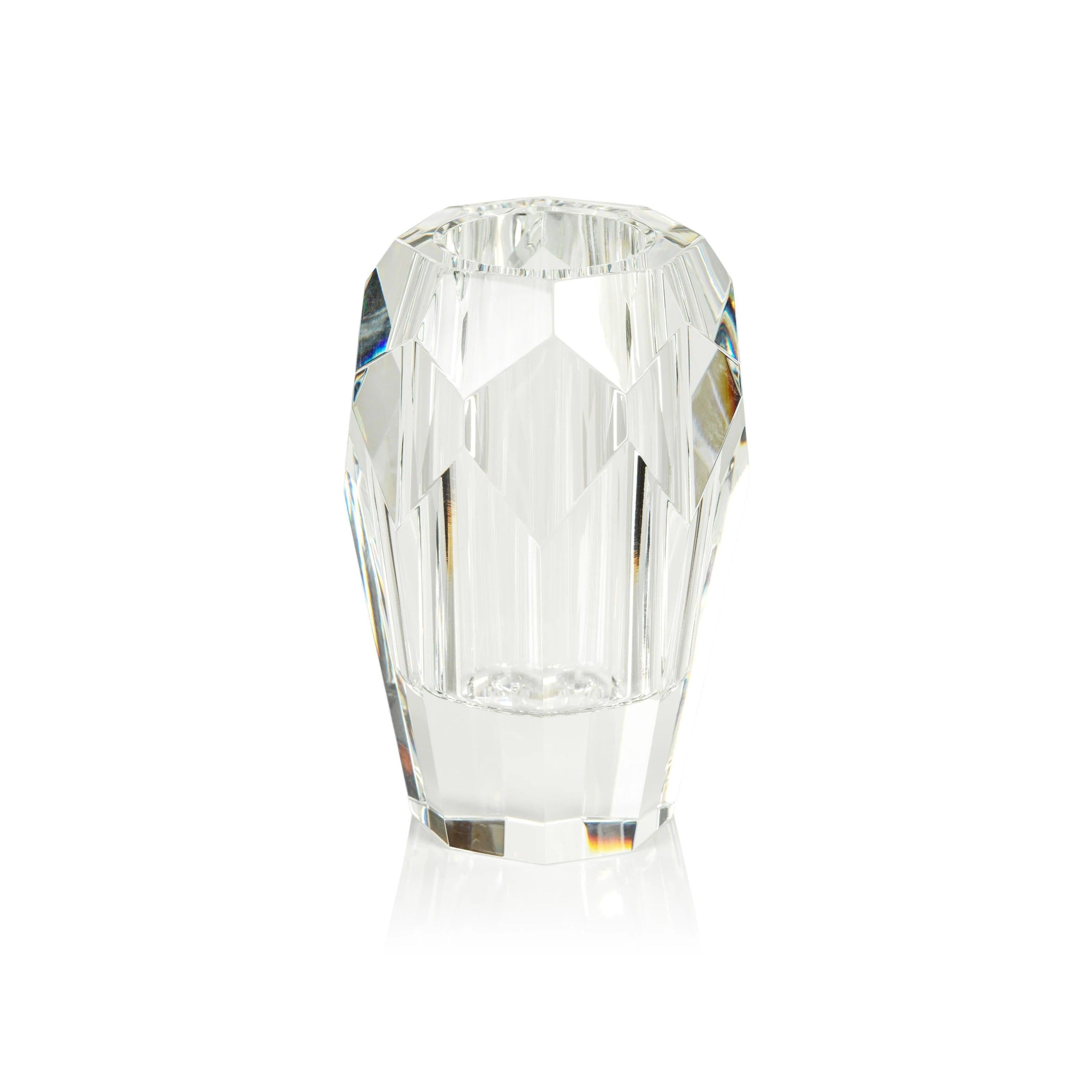 Veniza Cut Crystal Vase - Clear - Elegant Linen
