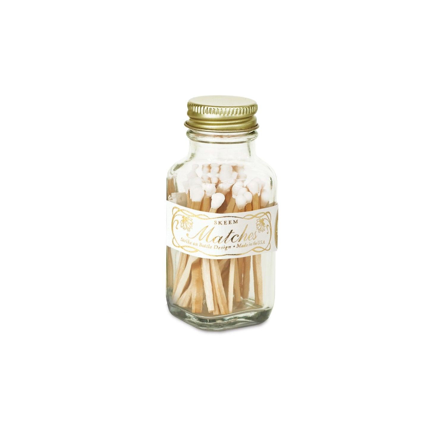 Vintage White mini match bottle - Elegant Linen