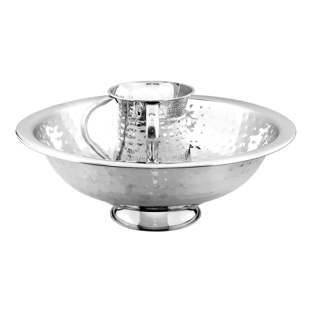 Wash Bowl & Cup Set Hammered Design - Elegant Linen