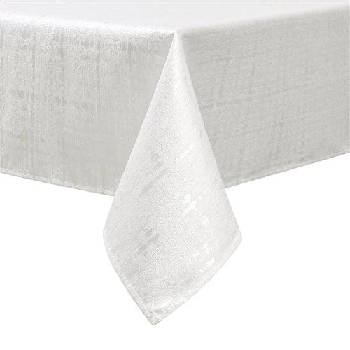 Wave White Jacquard Tablecloth - Elegant Linen