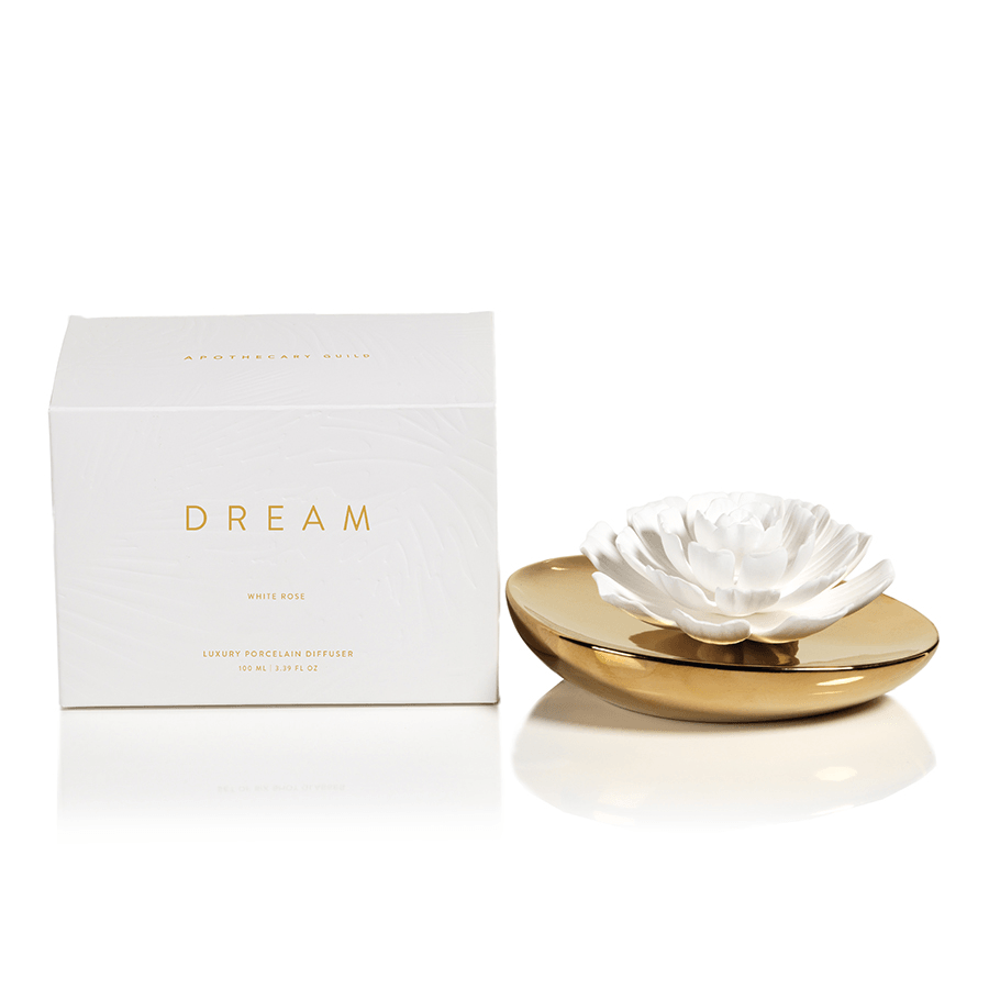 White Rose Dream Porcelain Flower Diffuser - Elegant Linen