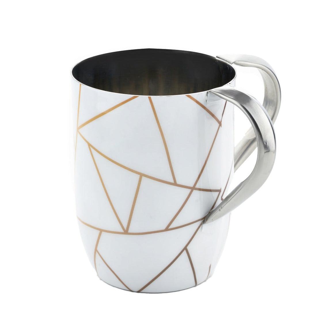 White/Gold Abstract Wash Cup - Elegant Linen