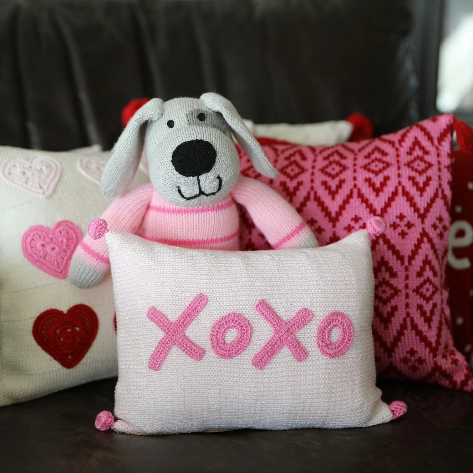 XOXO Mini Pillow, pink - Elegant Linen