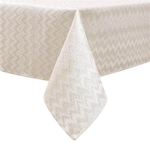 Zigzag Gold Jacquard Tablecloth - Elegant Linen