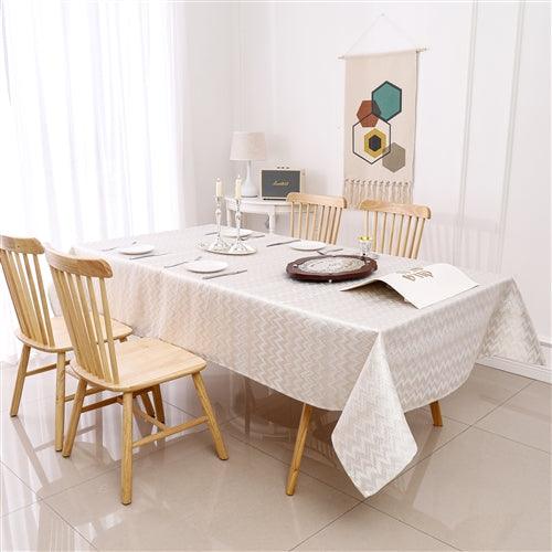 Zigzag Gold Jacquard Tablecloth - Elegant Linen