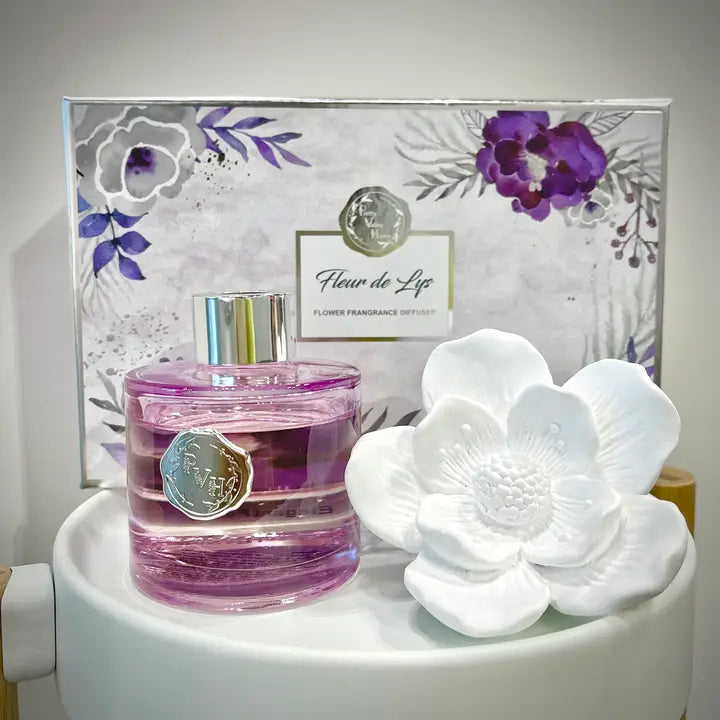 Ceramic Flower Fragrance Diffuser Set - Fleur De Lys