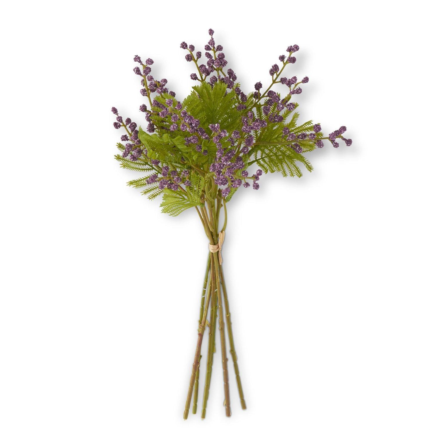 15" Purple Berry W/Foliage Bundle (6 Stems) - Elegant Linen