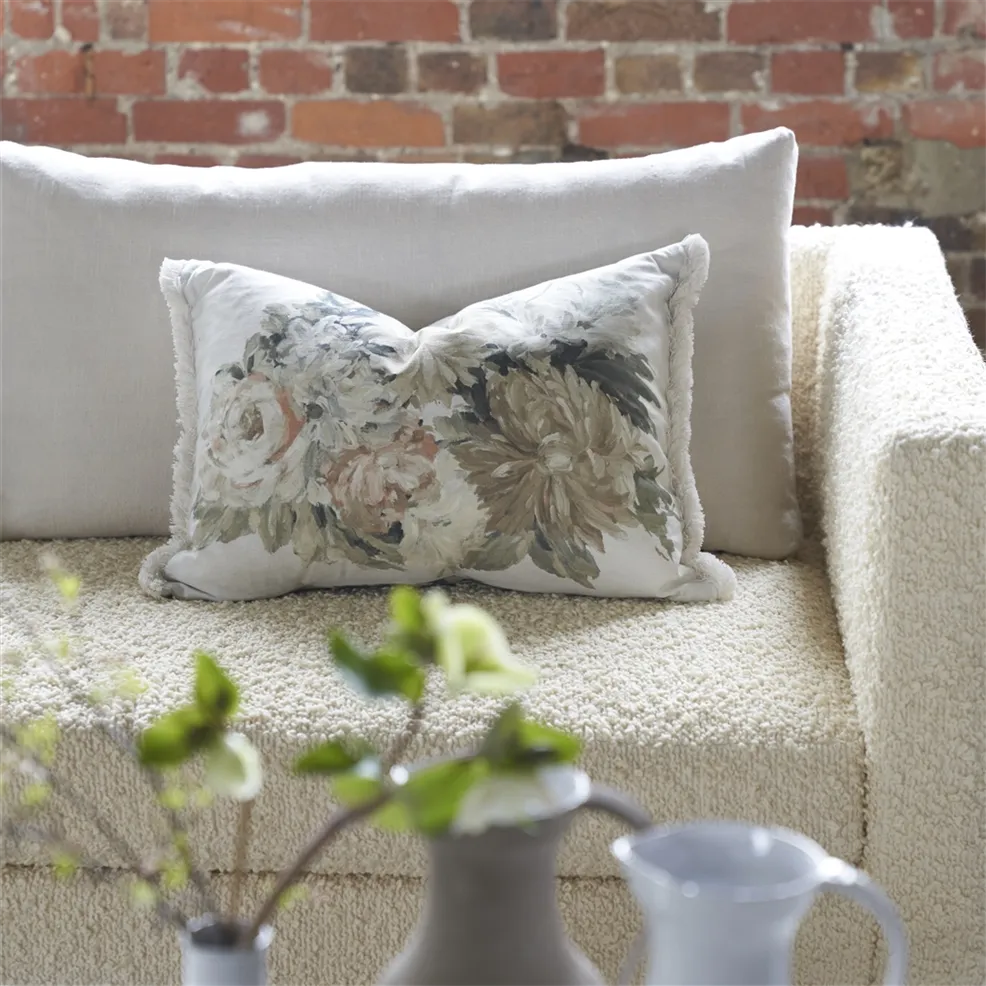 Fleurs D Artistes Sepia Cotton Cushion