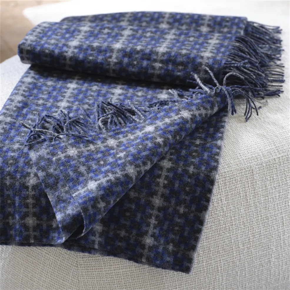 Pembroke Cobalt Merino Wool Throw
