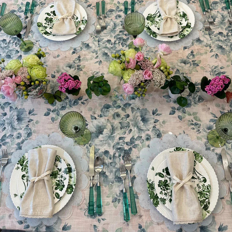 Blue Green Nude Florals Tablecloth