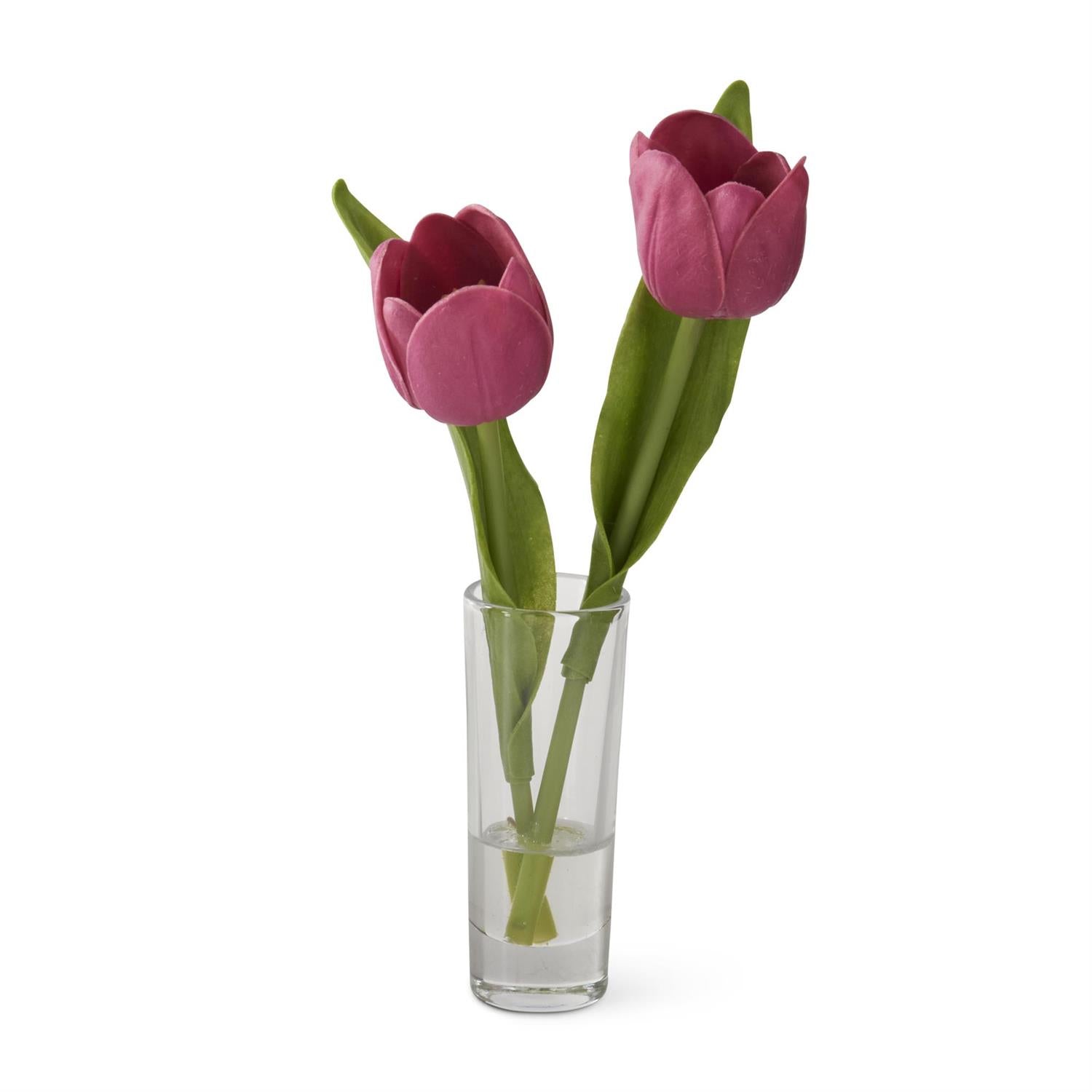 Touch Double Tulip Premade in Glass Vase w/Faux