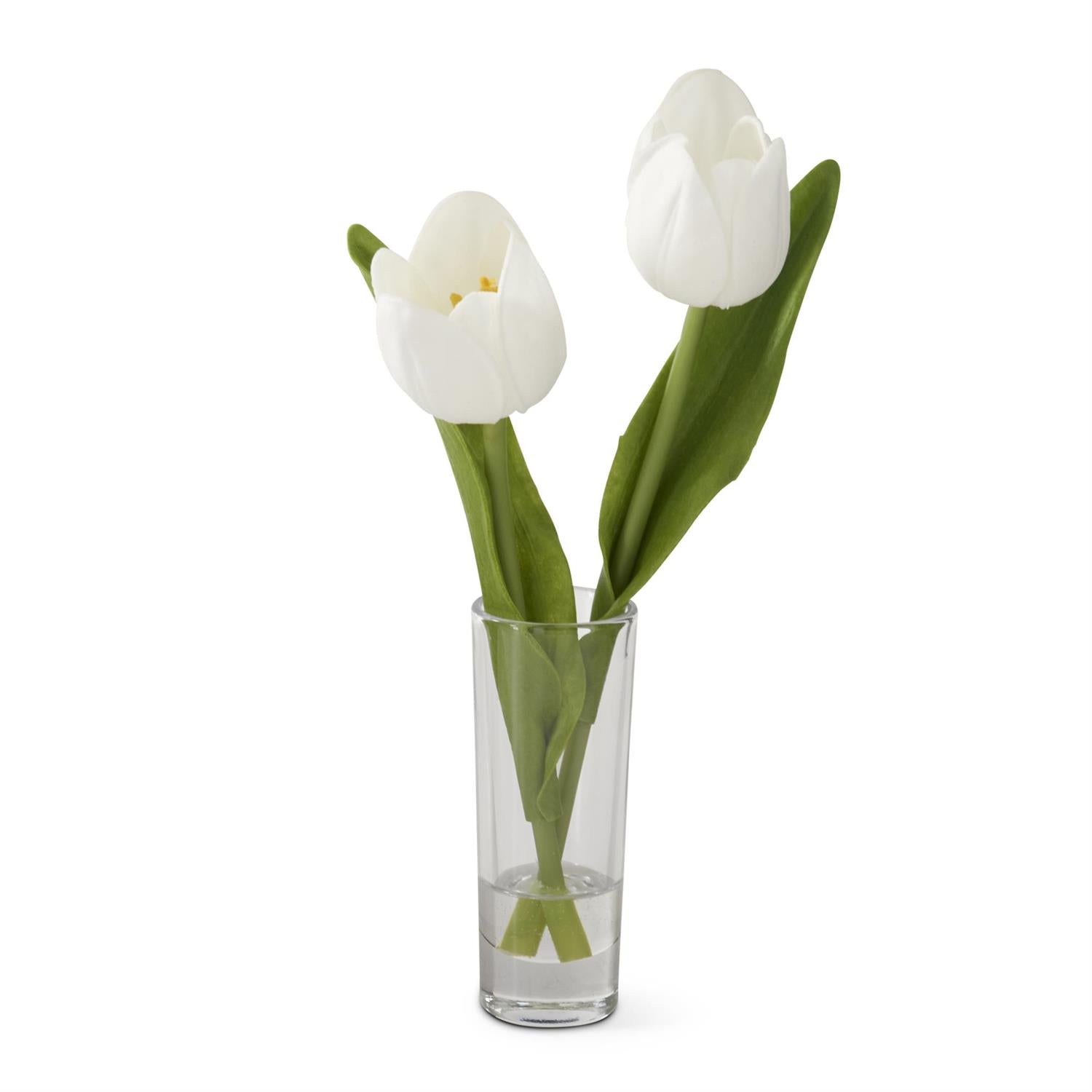 Touch Double Tulip Premade in Glass Vase w/Faux