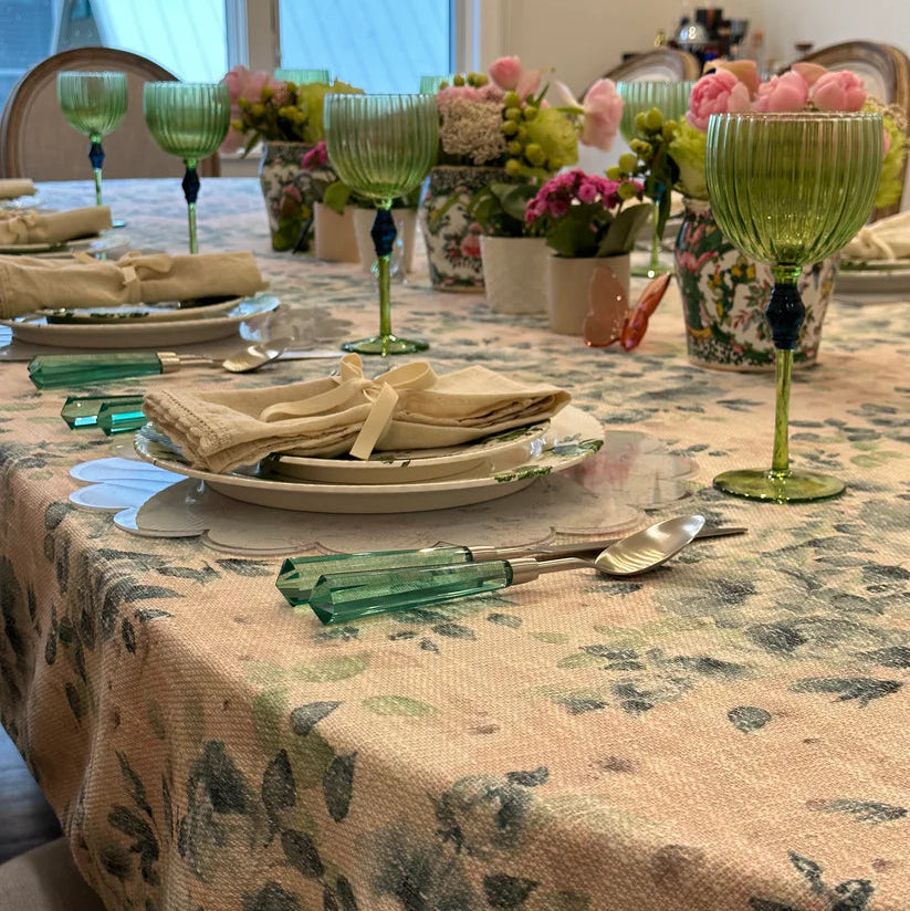 Blue Green Nude Florals Tablecloth