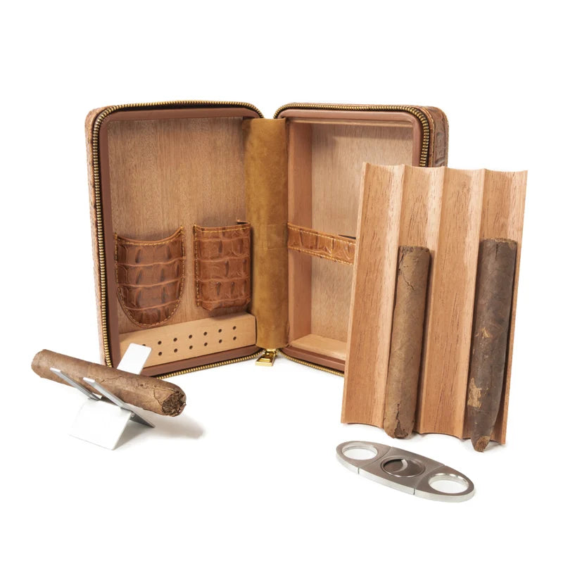 Cain Croco Cigar Travel Case