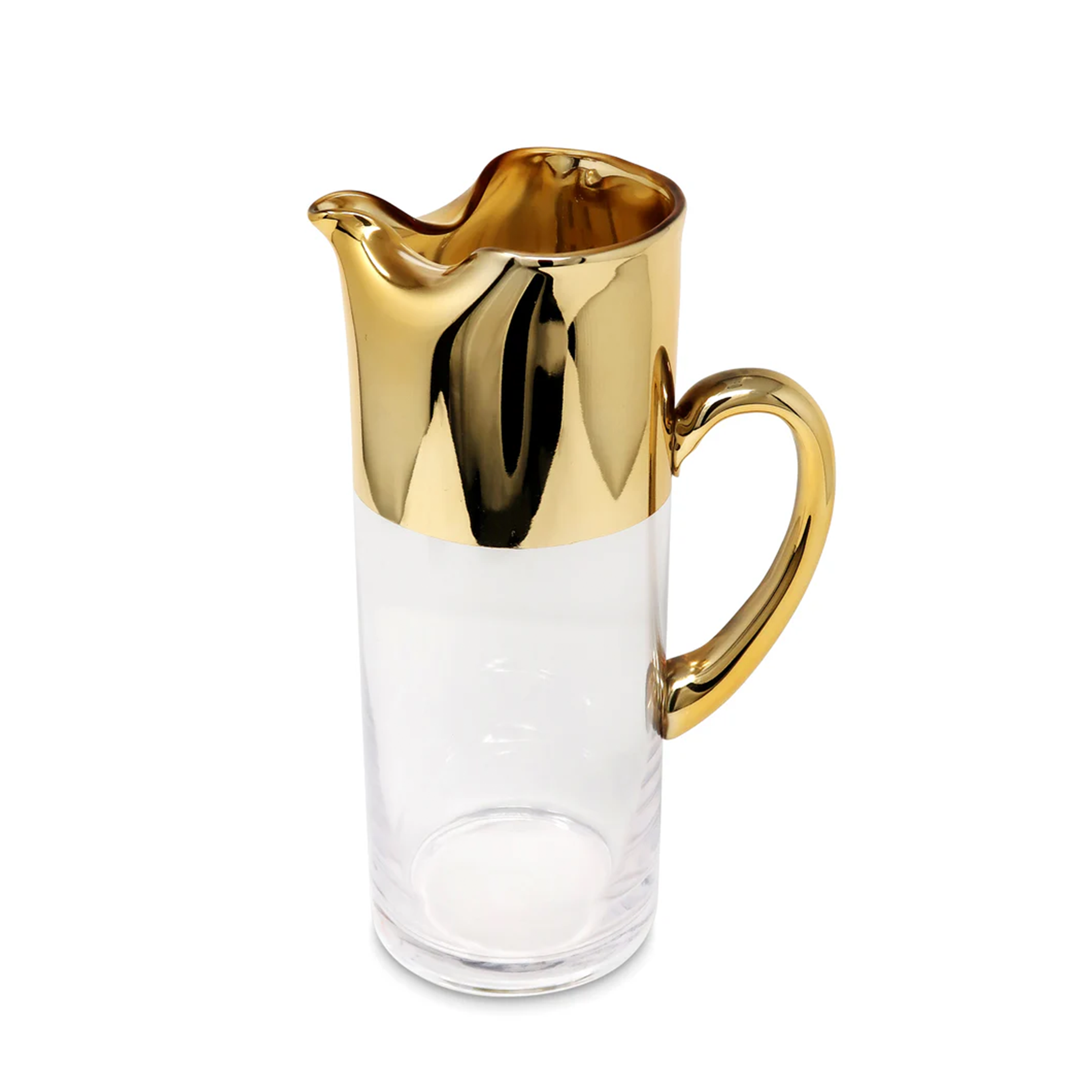 Glass Pitcher with Gold Handle and Top