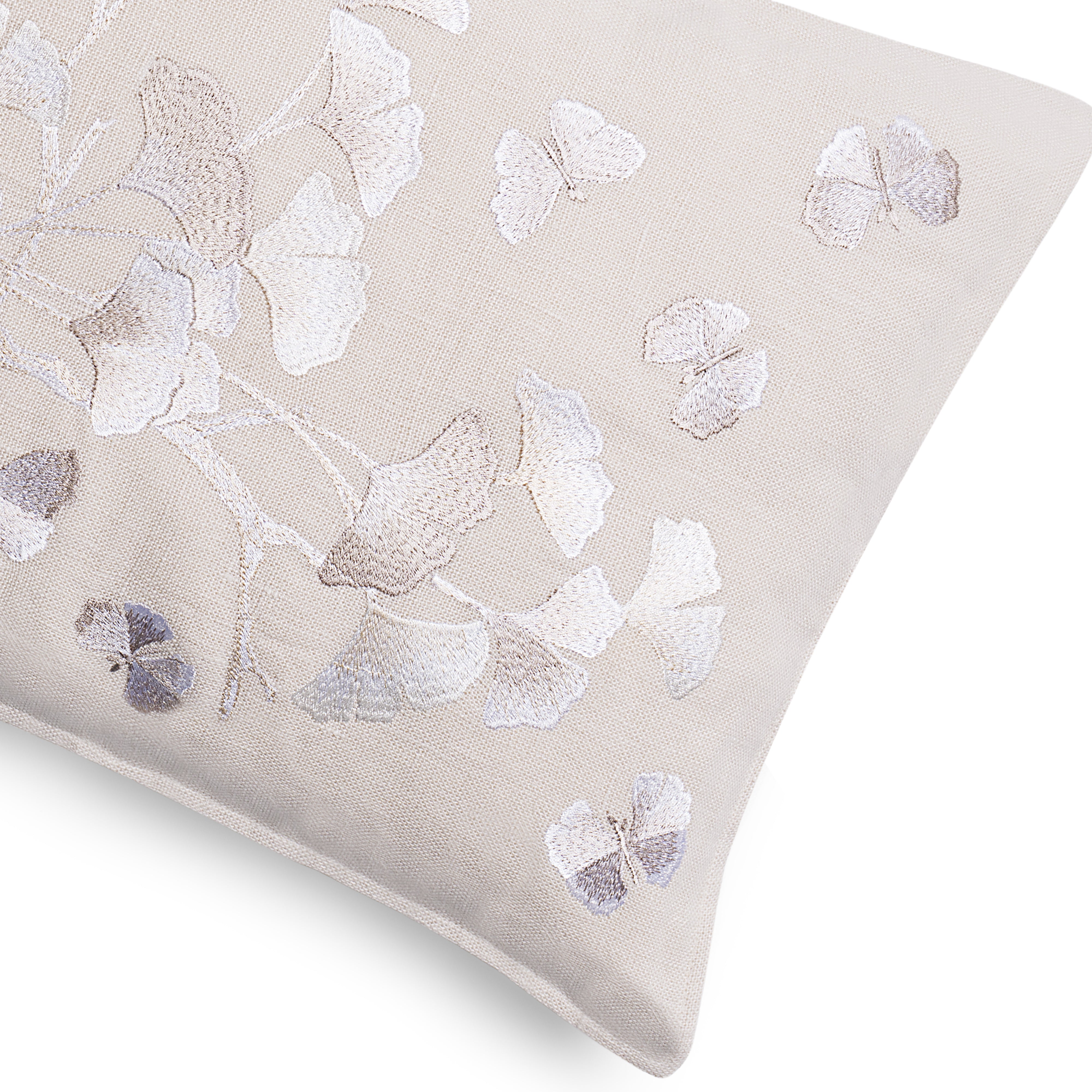 Butterfly Gingko Ombre Embroidered Decorative Pillow