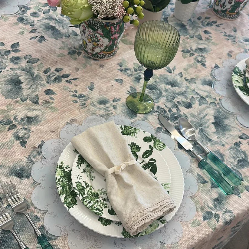 Blue Green Nude Florals Tablecloth
