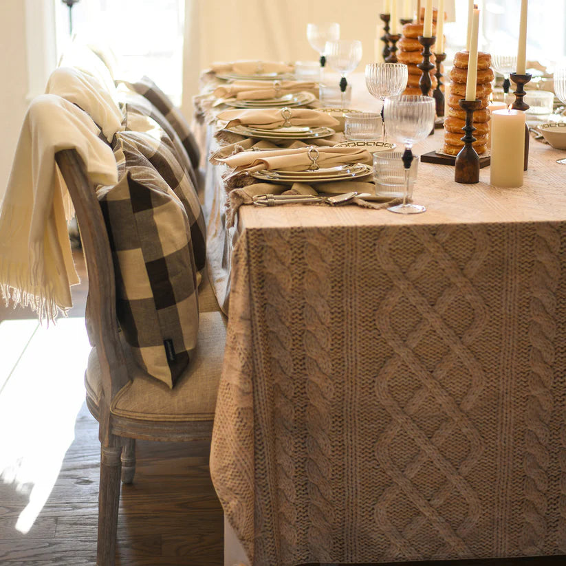 Velvet Cable Print in Cashew Tablecloth