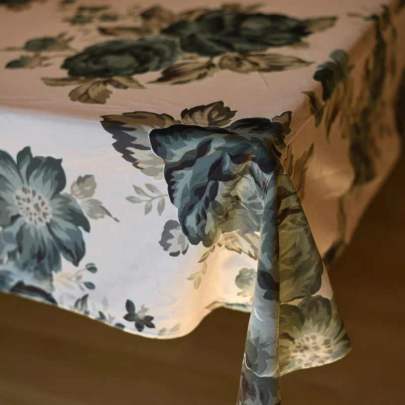 Green Floral, Velvet Tablecloth