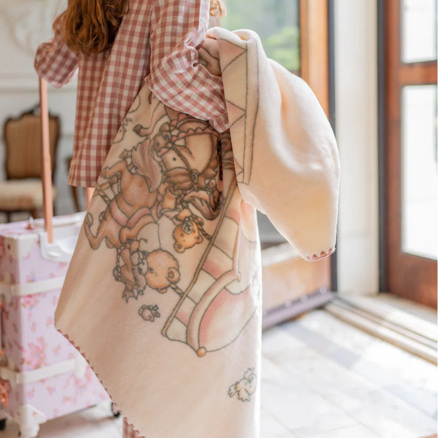 Lil Teddy’s Merry Go Snuggle Sugary Pink Blanket