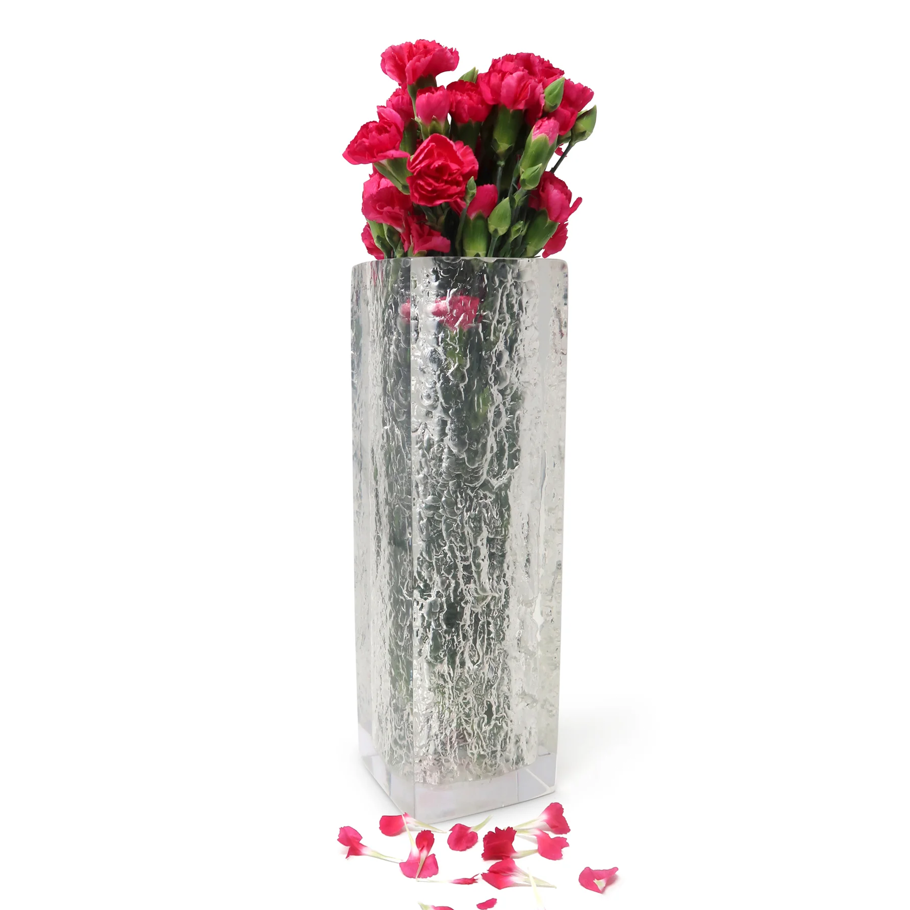 Acrylic Vase with Textured Design