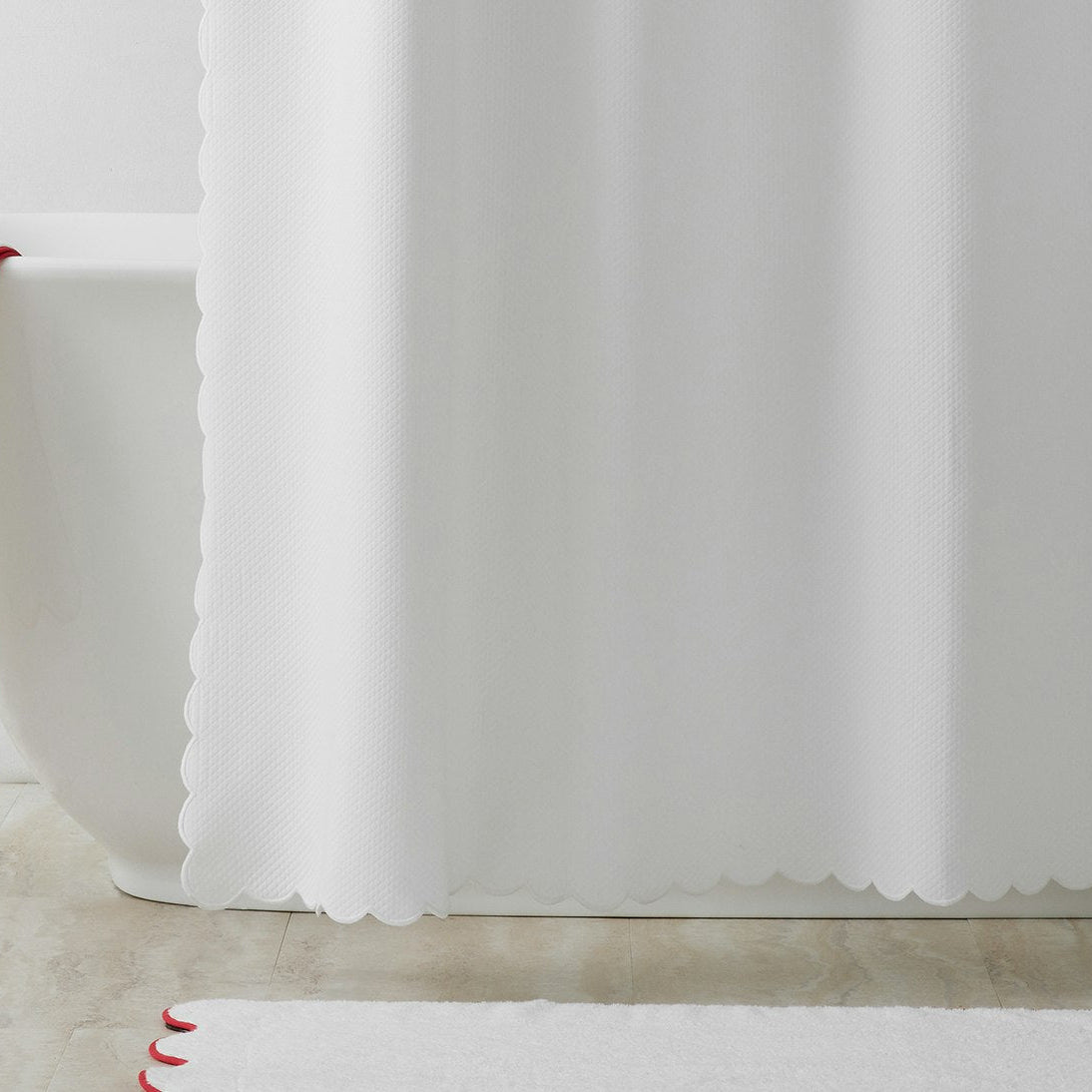 Diamond Pique Scallop Shower Curtain