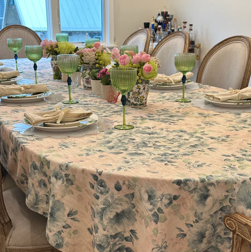Blue Green Nude Florals Tablecloth