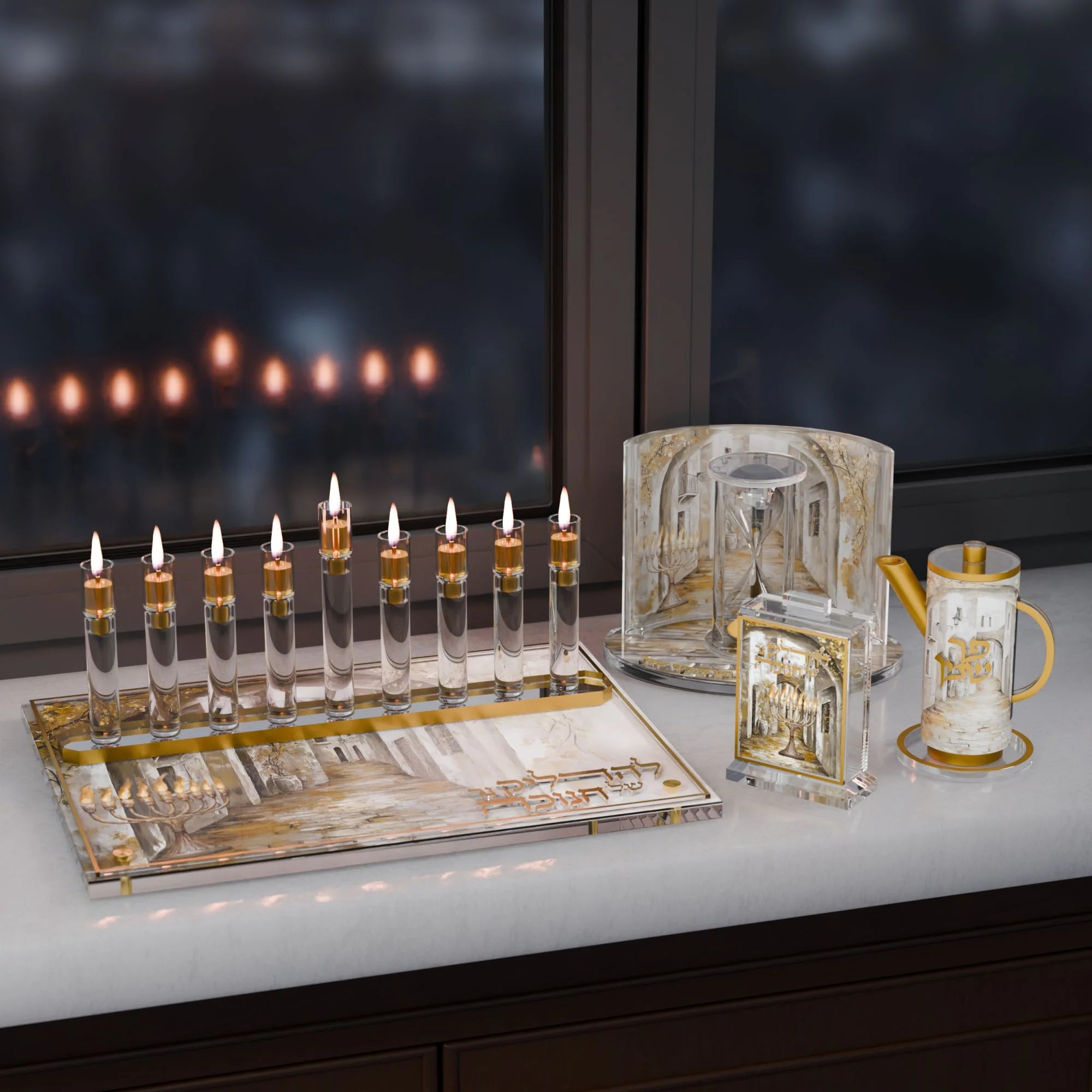 Golden Arch Chanukah Tray