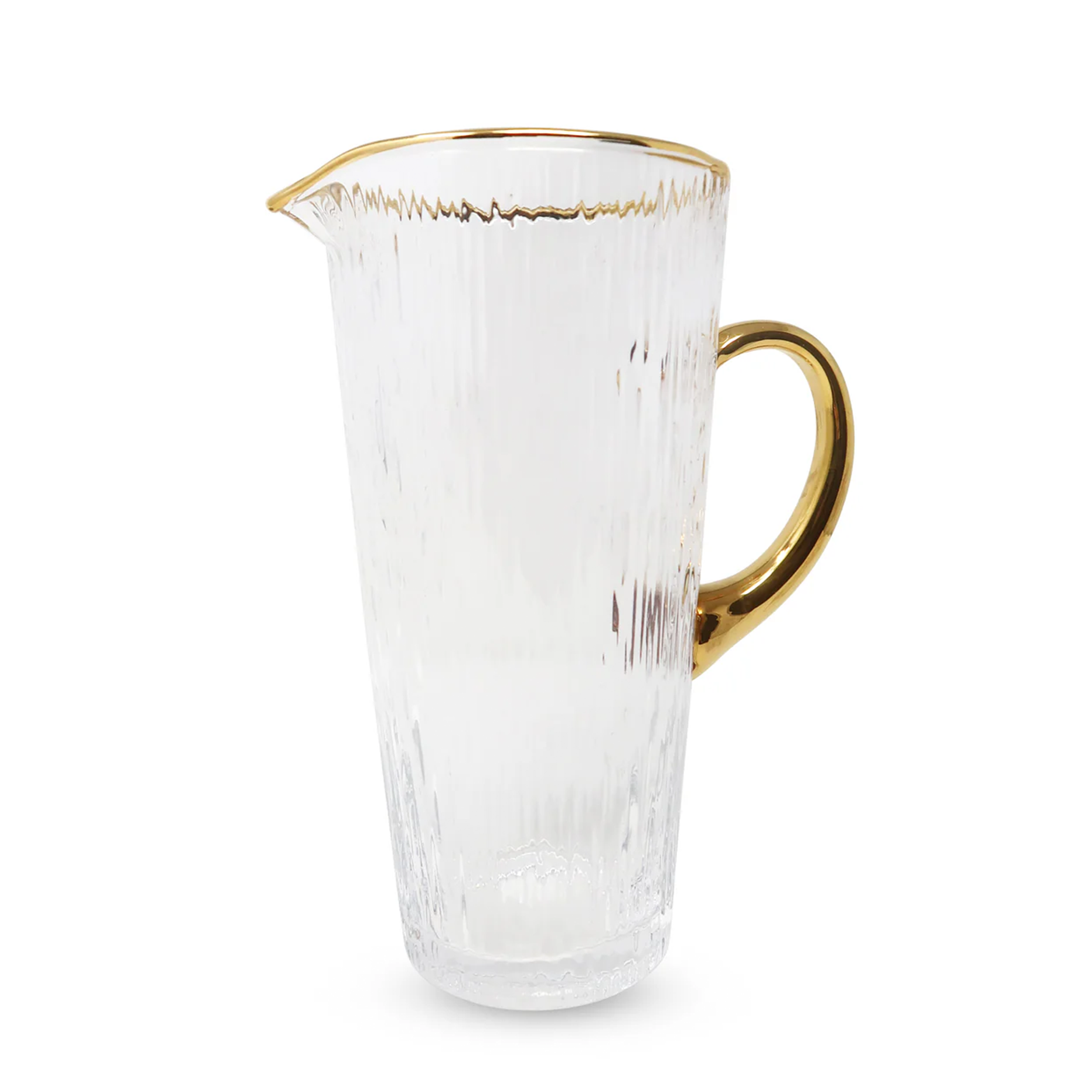 Clear Pitcher with Gold Handle and Rim