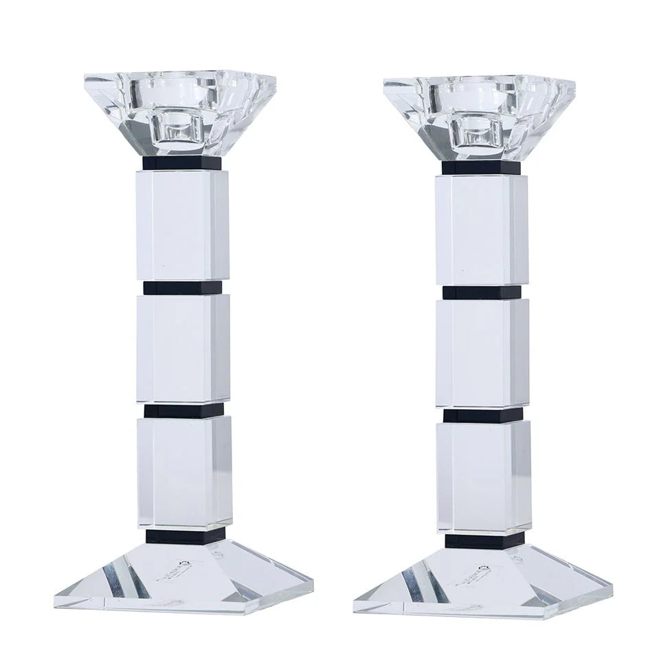 Crystal Candlesticks Square Design Set of 2