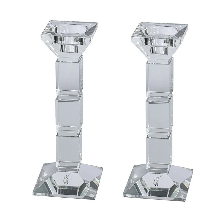 Crystal Candlesticks Square Design Set of 2