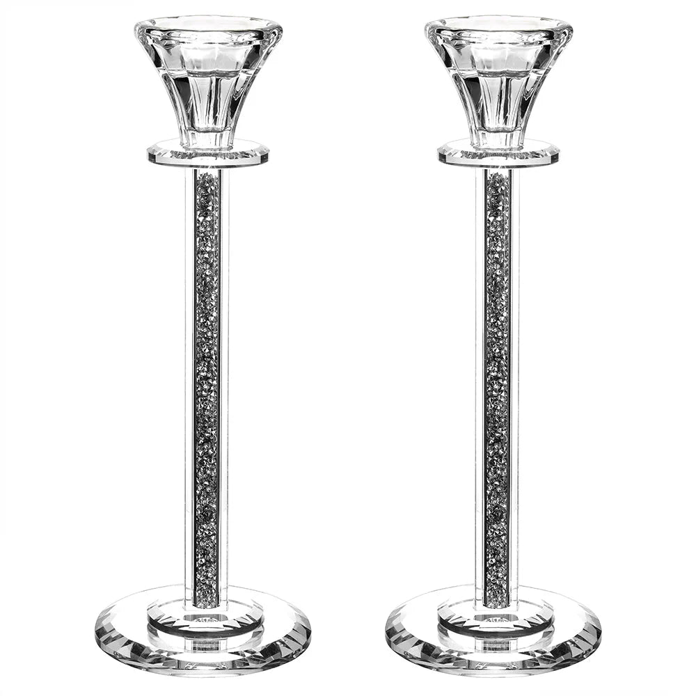 Crystal Candlesticks with Mirrored Base