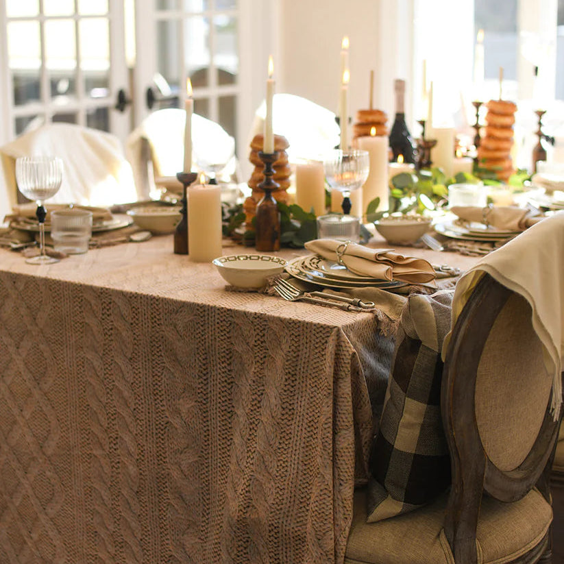 Velvet Cable Print in Cashew Tablecloth