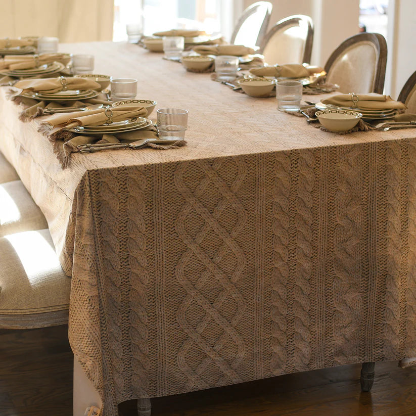Velvet Cable Print in Cashew Tablecloth