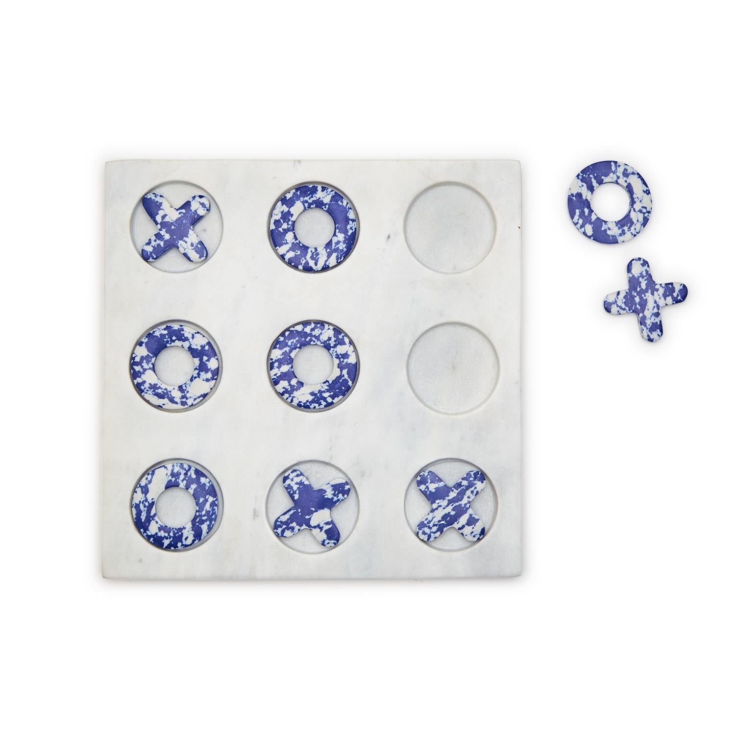 Blue Marble Hand Crafted Tic Tac Toe