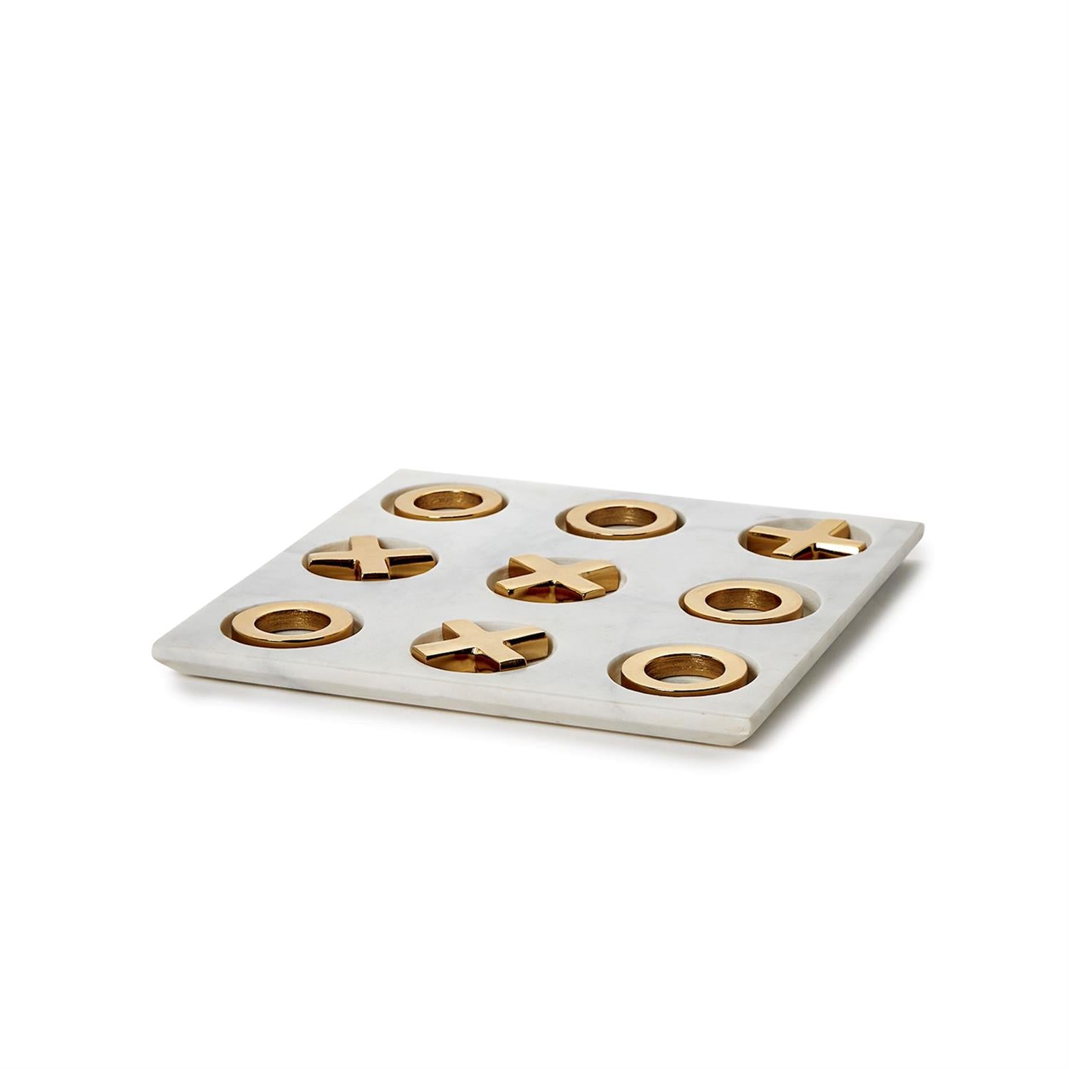 Marble Hand-Crafted Tic-Tac-Toe with Gold Pcs