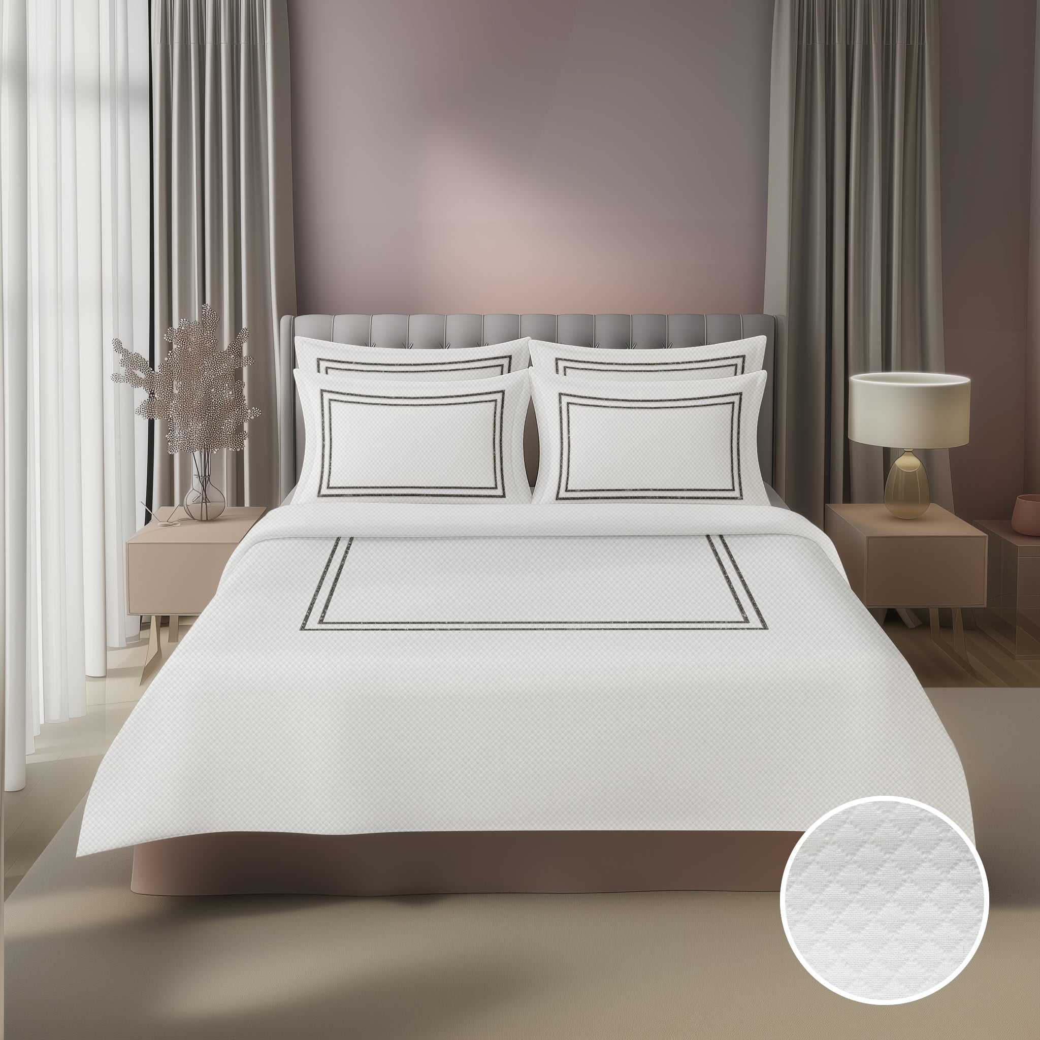 Diamond Pique Grand Hotel 4 Piece Bedding Set