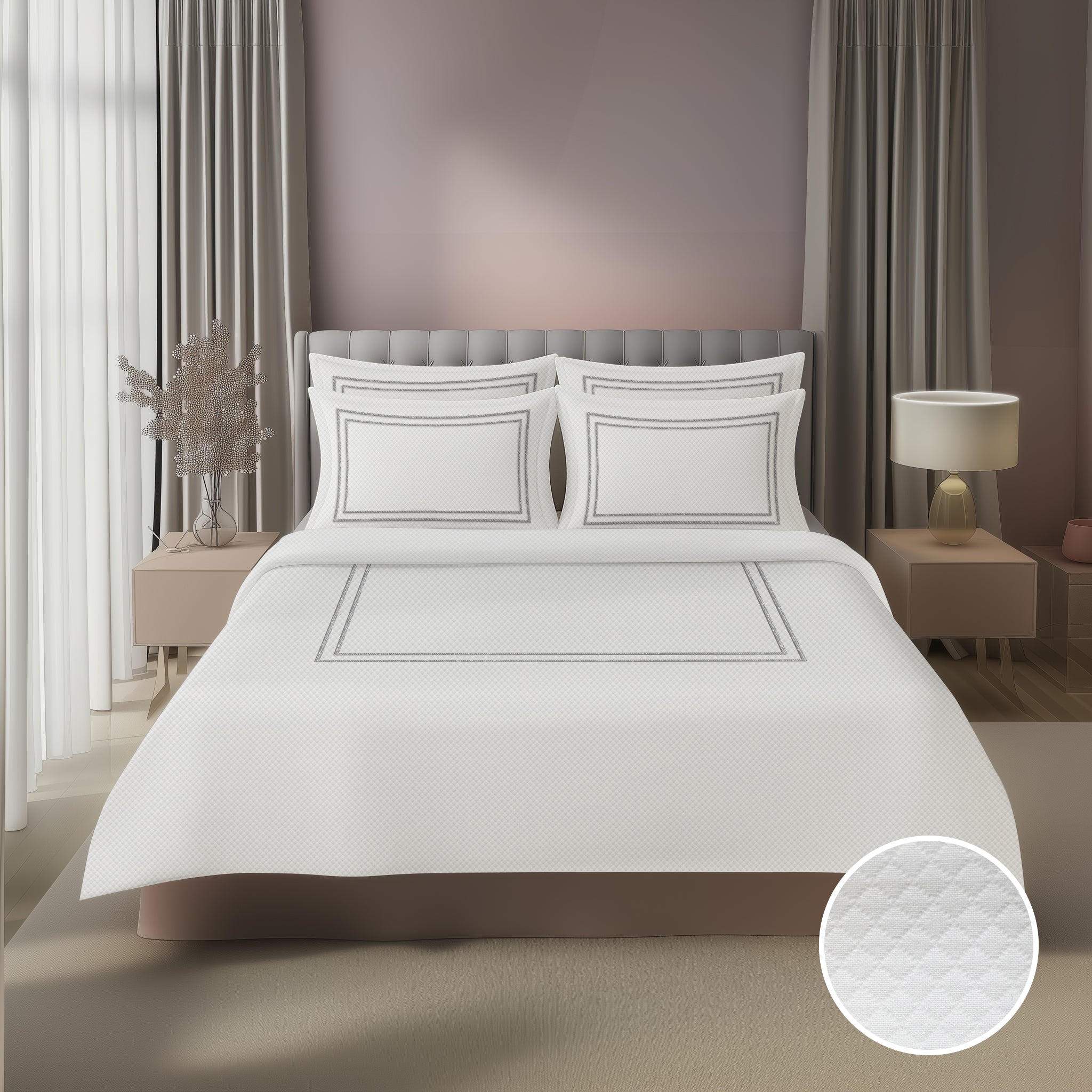 Diamond Pique Grand Hotel 4 Piece Bedding Set