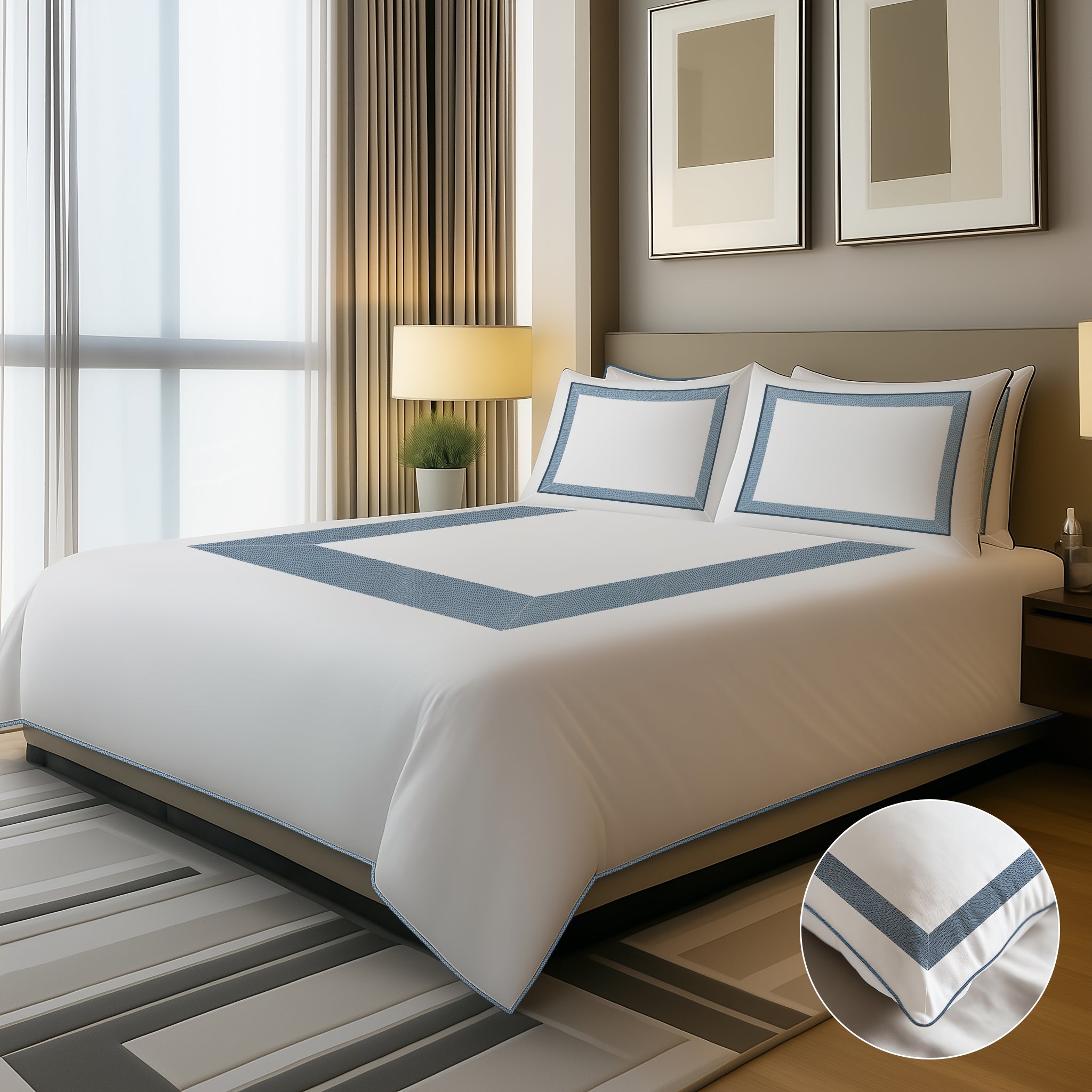 Jasper Double Band Chateau Cording 4 Piece Bedding Set