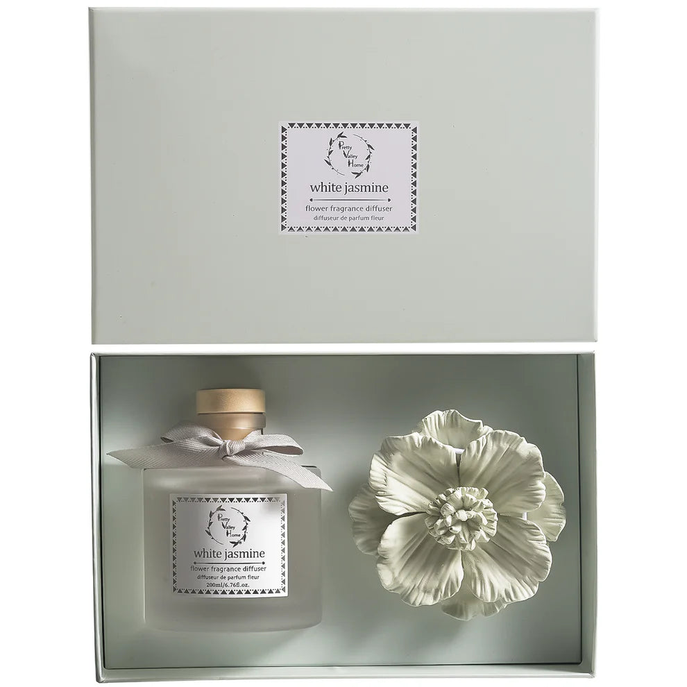 Light Green Ceramic Flower Diffuser - White Jasmine