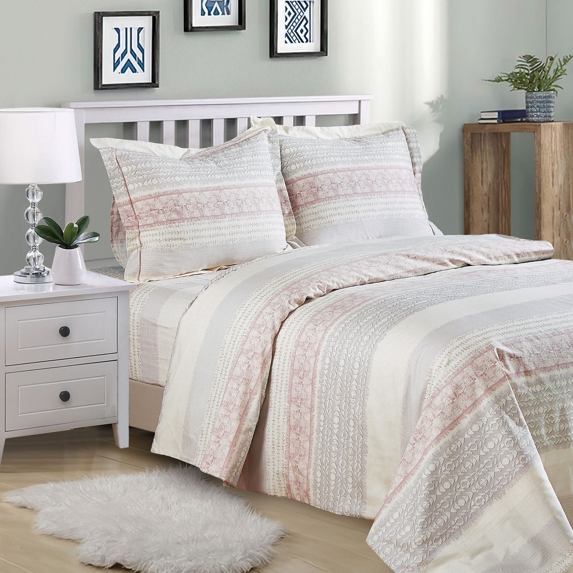 French Cream Rose 6 Piece Bedding Set