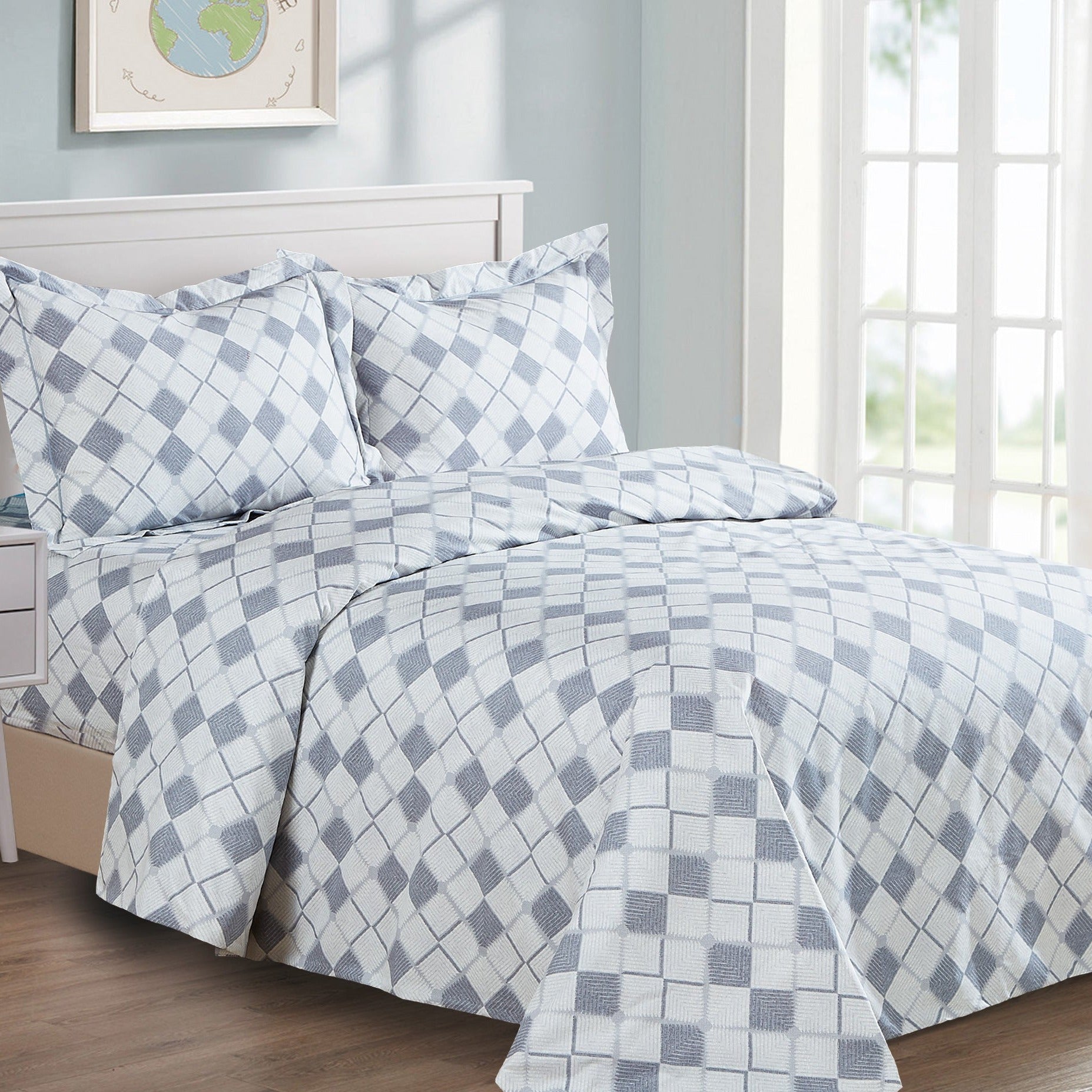 French Geometrical 6 Piece Bedding Set